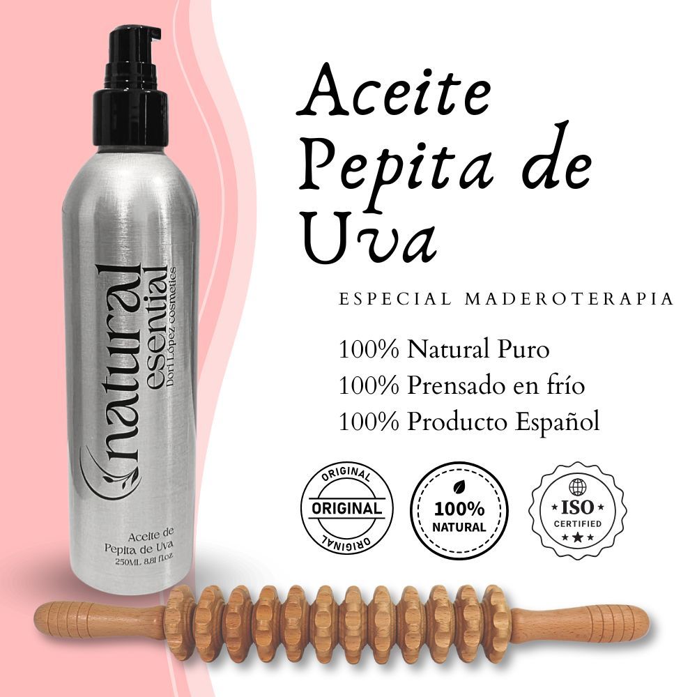 Pack Maderoterapia reafirmante anticelulítico - Pepita de Uva 250ml y Rodillo - Imagen 7