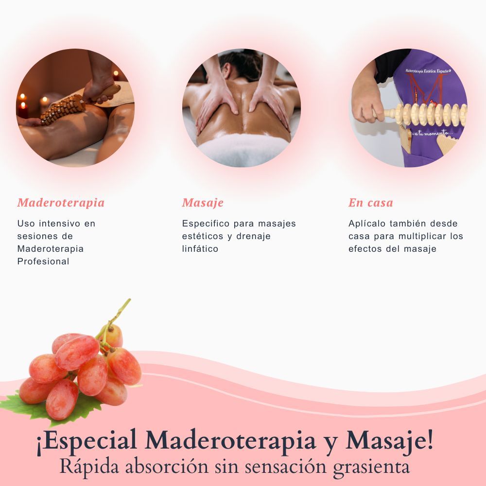 Pack Maderoterapia reafirmante anticelulítico - Pepita de Uva 250ml y Rodillo - Imagen 6